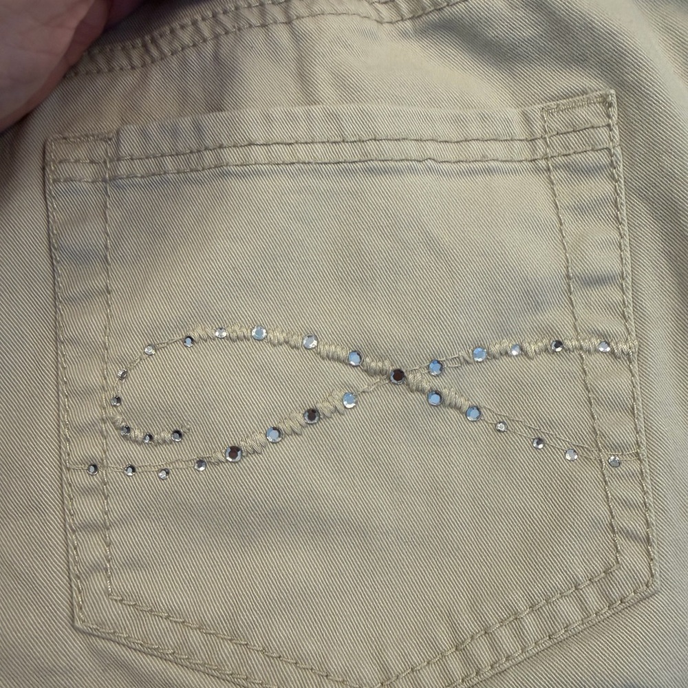 Chico’s Platinum Beige Cotton Stretch Jeans Sz 3 (16) - Picture 6 of 9